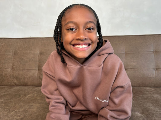 Brown hoodie for boys with embroidered logo