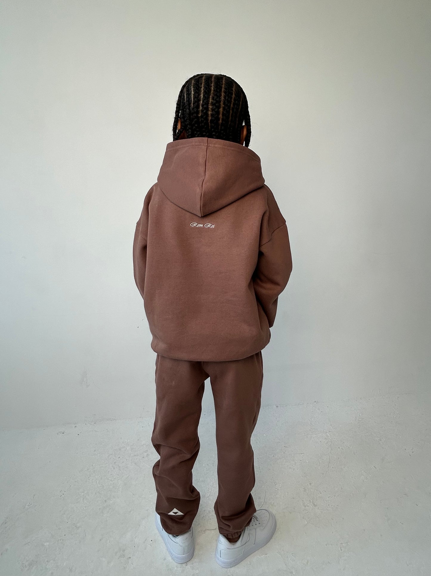 Brown hoodie - tracksuit for boys with embroidered logo