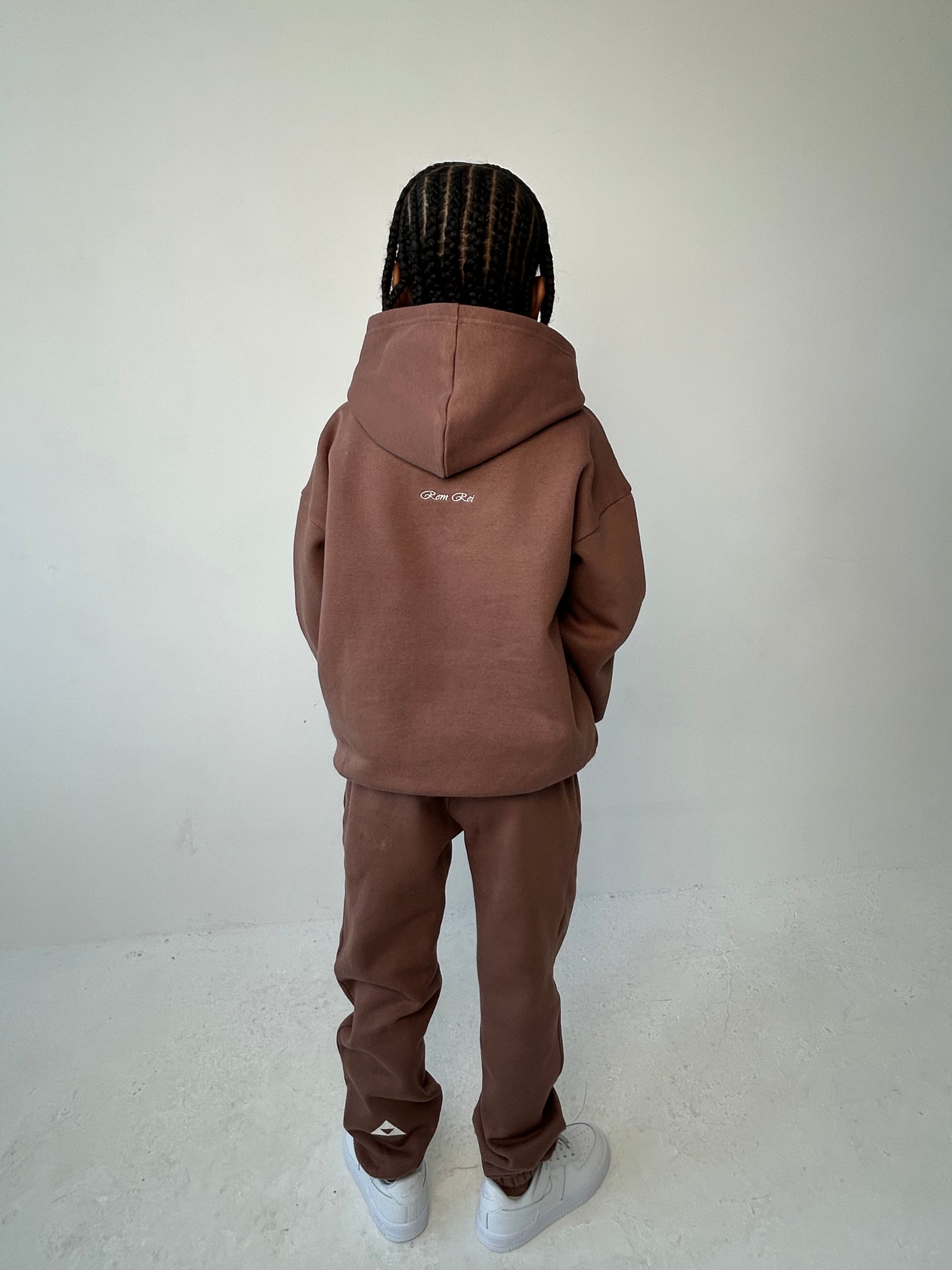 Brown hoodie - tracksuit for boys with embroidered logo